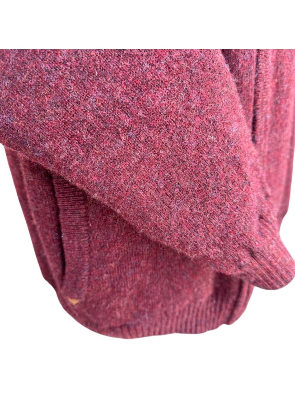 Duluth Trading Mens Shetland Wool Blend Zip-Up Jacket Burgundy 2XL Suede Accents - Picture 13 of 15